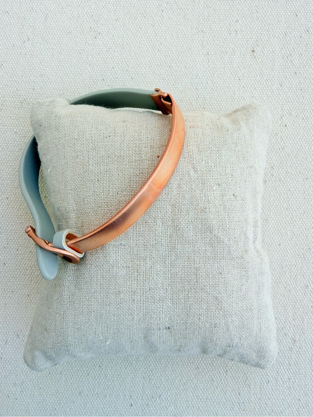 *Leather Metal Bangle Bracelet* KEEP COLLECTIVE Retired Rose Gold/Grey
